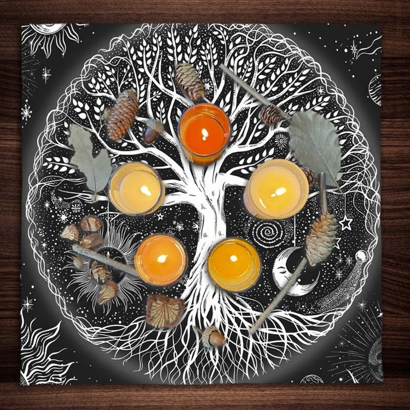 Altar Cloth Tarot Mat Table Cloth Witchcraft Square Alter Wiccan Spiritual Alter Cloth Life Tree 50x50cm/75x75cm
