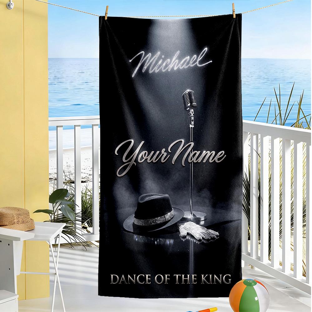 Michael Jackson Personalized Name Beach Towel Soft Durable Quick-Dry Ideal for Travel Outdoor Swim Pool Yoga Surf Camping Hiking Gym Gift Holiday