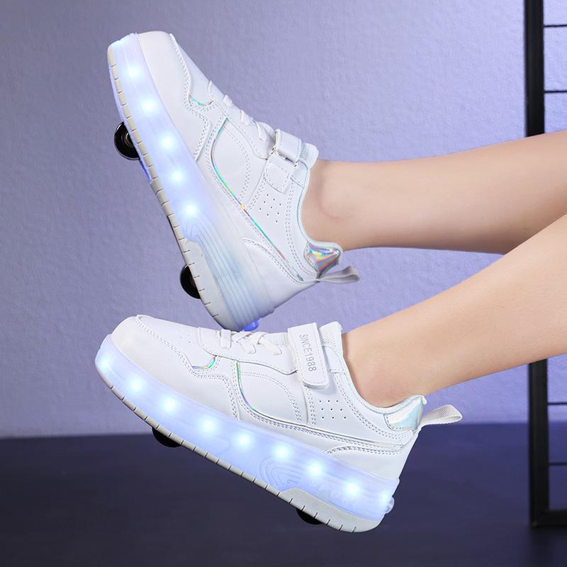Kid's Luminous Sneaker Rubbing Shoes Children's Shoes Solid Milk Patch Charging Lamp Shoes Kids Glowing Sneakers
