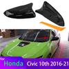 Horn Shape Black ABS Carbon Fiber Look Rear View Side Mirror Cover Rearview Caps For Honda Civic 10th 2016 2017 2018 2019 2020