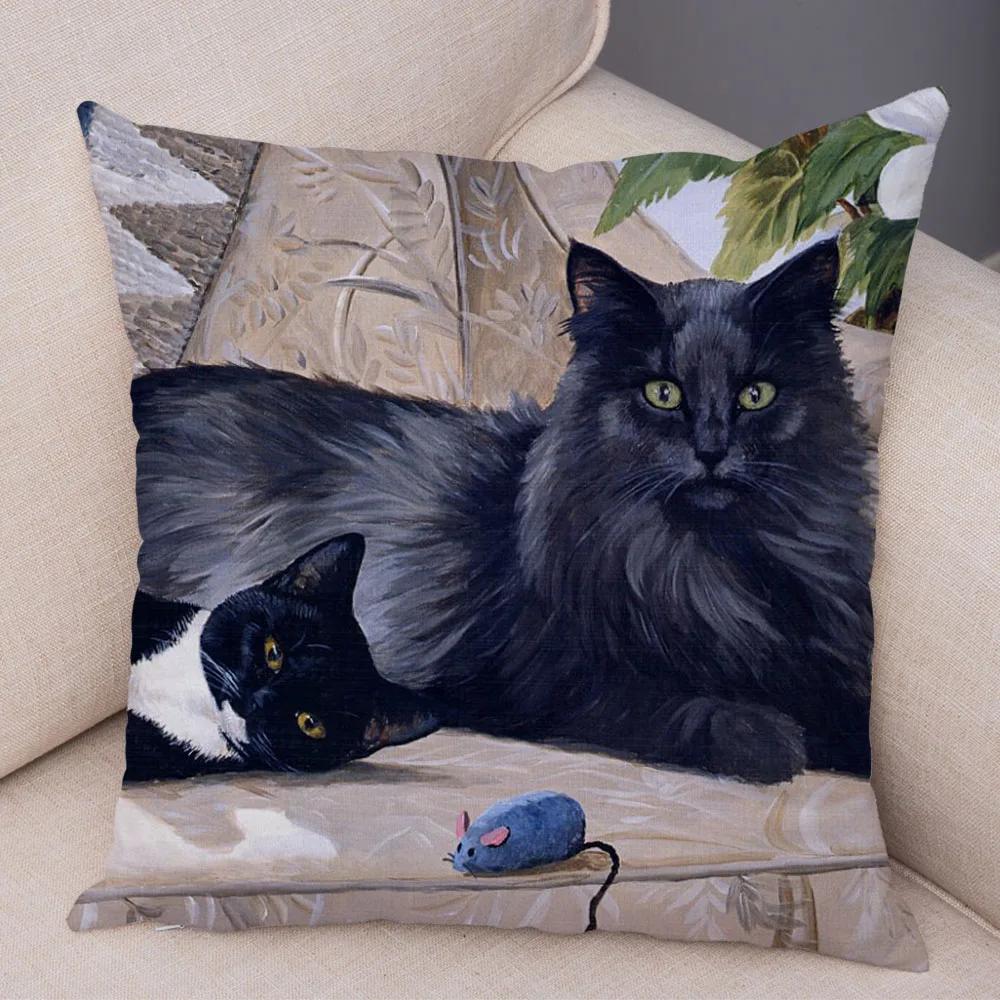 Pet cartoon animal pillowcase sofa home car  cute watercolor cat cushion cover decoration