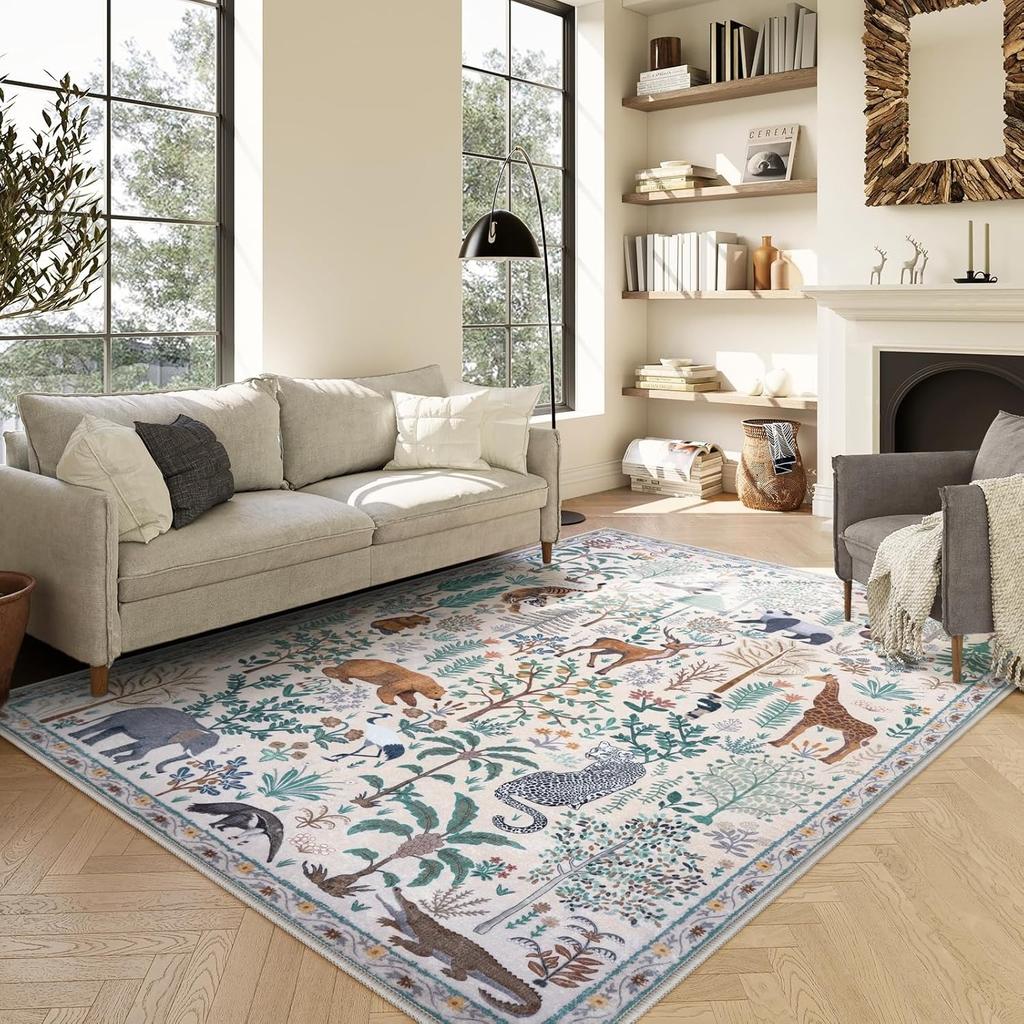 Large Area Rugs for Living Room Machine Washable Carpet for Bedroom Thick Abstract Jungle Animal Coffee Table Non-slip Floor Mat