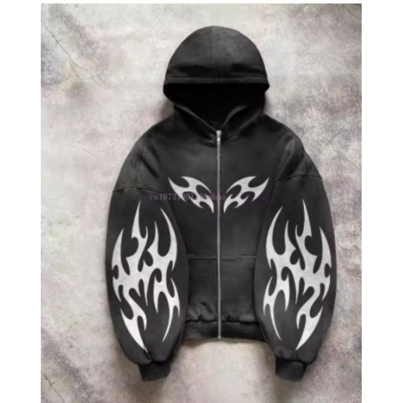 Unisex Oversized Hooded Sweatshirt With Graphic Print Streetwear Y2K Retro Loose Fit Long Sleeve Pullover Fall