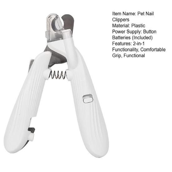 Dog Nail Clippers with Light Cat Nail Trimmer with Silent Grinder Splash Guard Portable
