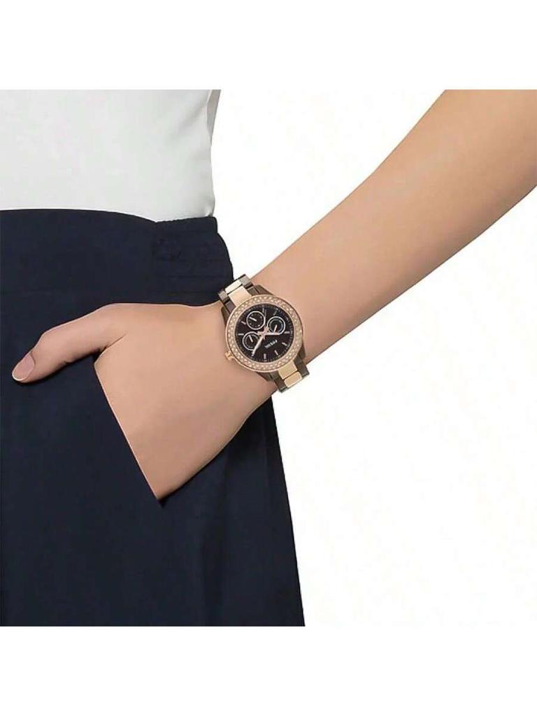 Fossil Women's Quartz Stainless Steel 3-Hand Watch with Stainless Steel Dial and Crystal Bezel, ES4079