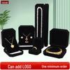All Black Octagonal Velvet Jewelry Box for Rings, Pendants, and Bracelets Gift Set