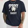 T Shirt Halloween Spooky Daddy Print Mens Cloth Vintage Washed Stretched Homme Slightly Comfortable Breathable Vintage Washed