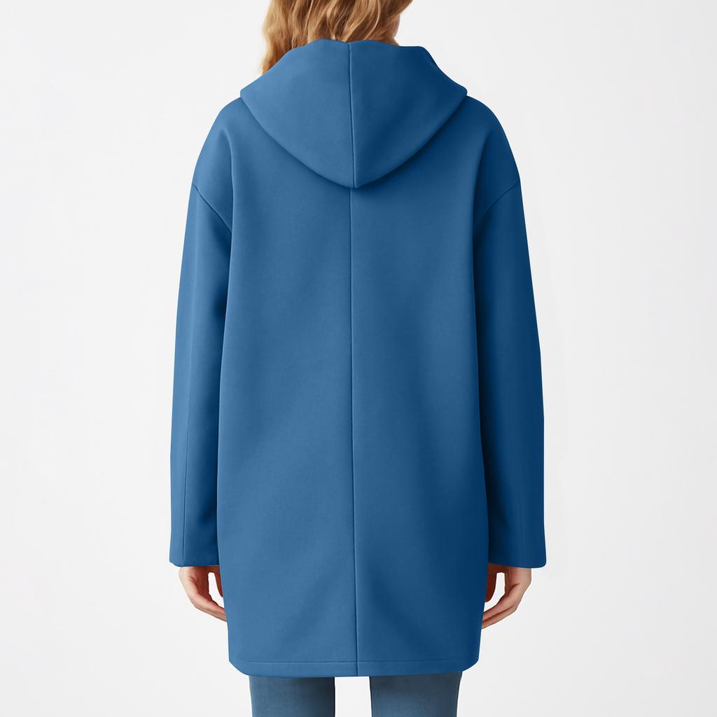 Giacca Colorata da Donna Casual Vestibilità Larga Cappotti con Bottoni Manica Lunga Capospalla con Tasca, Soprabito con Cappuccio
