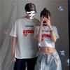 Women's summer short t-shirt female Hyunya navel Korean version ins trendy loose and thin couple's short top printing
