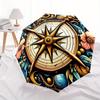 1pc Compass Floral Auto Open/close, All-Season Portable Folding Umbrella for Women & Men, Travel, Everyday, Formal Events - Compact Luxury Parasol, Ou