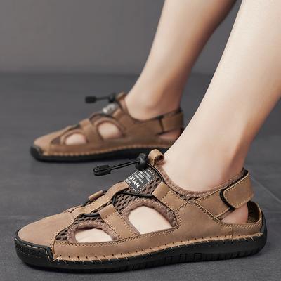 Sommer Neue handgenähte Herrensandalen wasserdichte, rutschfeste Flussschuhe aus Mesh für den Außenbereich, atmungsaktive Wanderschuhe, Strandschuhe, Flip-Flops