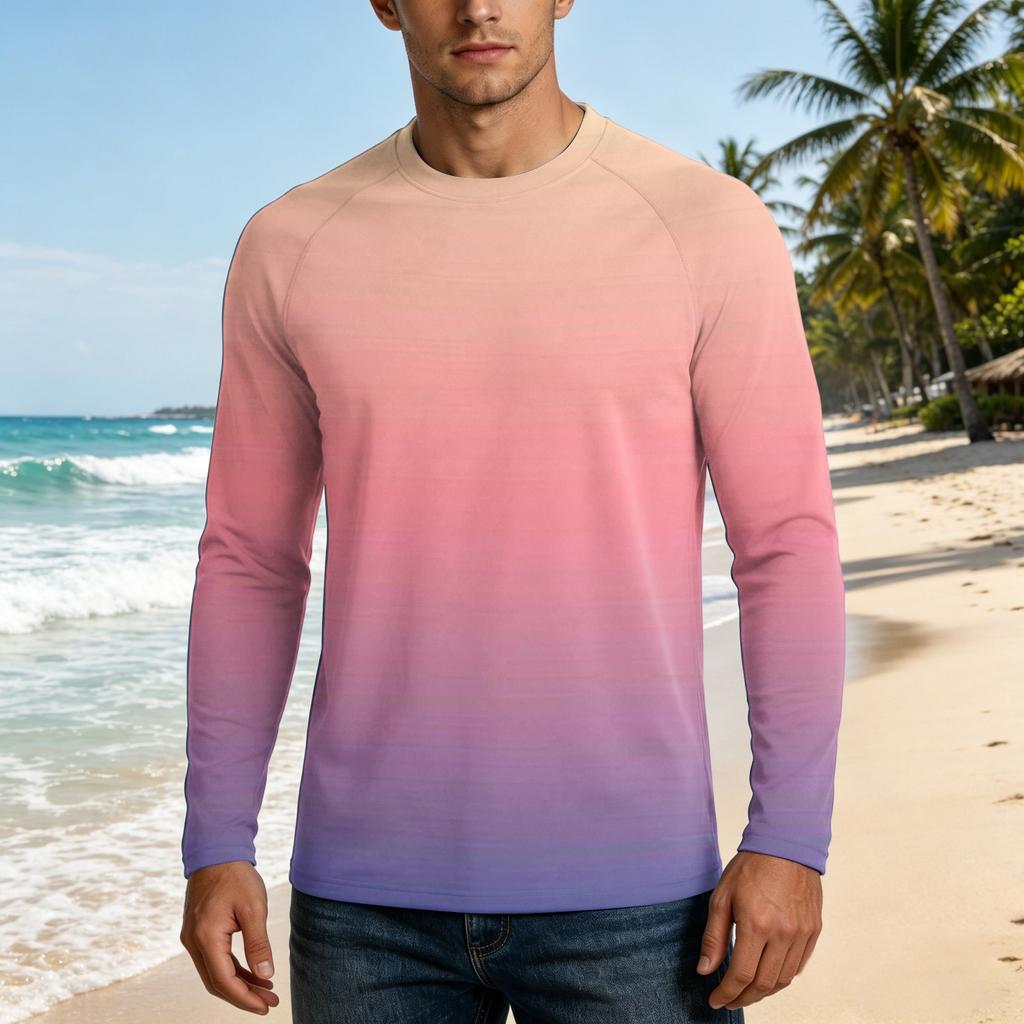 Herren Langarm UPF50+ Sonnenschutzshirt Leicht Atmungsaktiv Schnelltrocknend Outdoor Freizeit Oberteil für Sommeraktivitäten