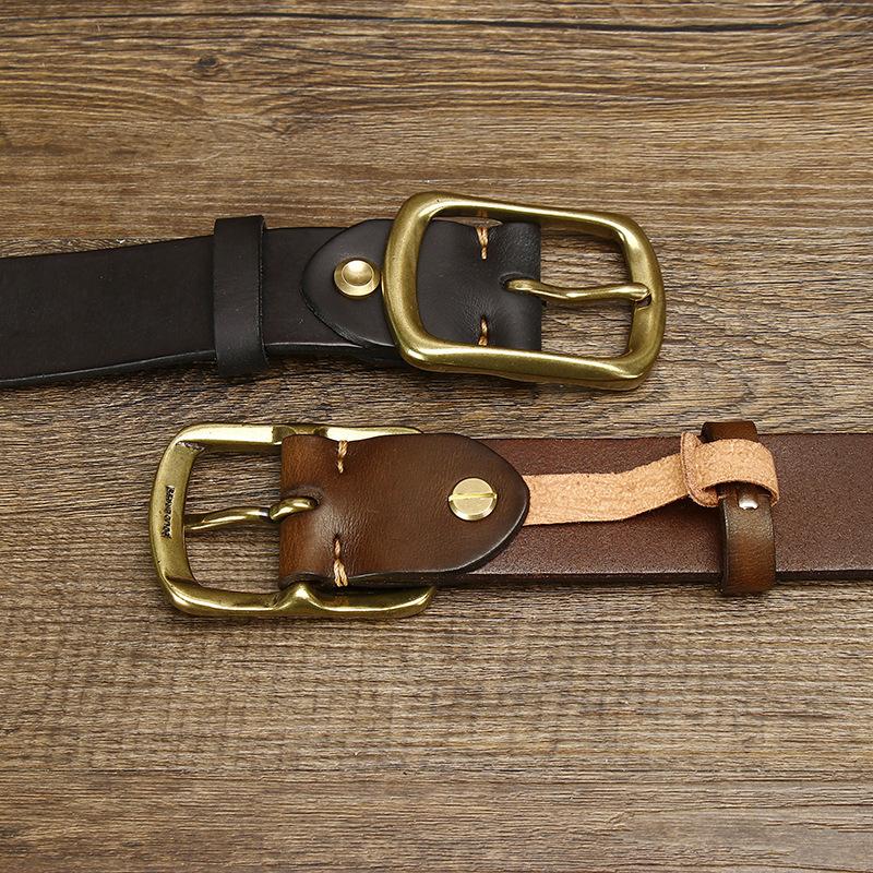 Men's Belt Retro Washed Distressed First Layer Pure Cattlehide Leather Pin Buckle Versatile Youth Casual Jeans Belt