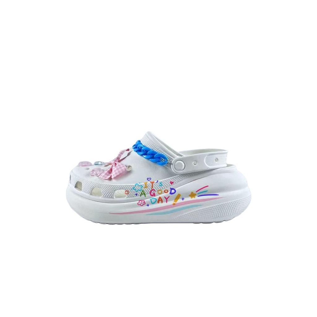 Crocs Crush Clog EVA Colourful Star Miracle Fashion and Versatile Comfortable and Casual Hole Shoes for Men and Women White