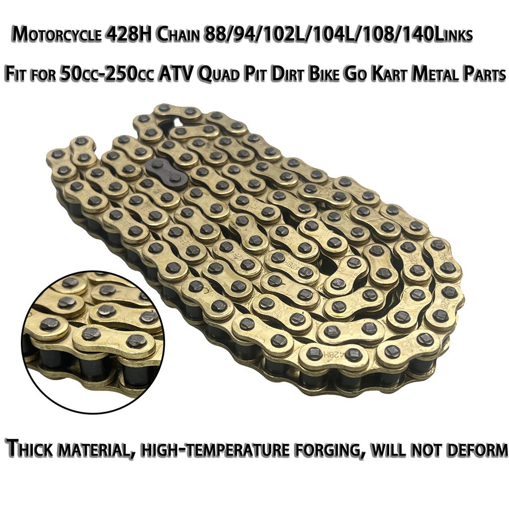 Motorcycle 428H Chain 88/94/102L/104L/108/112/116/118/126/140 Links Fit for 50cc-250cc ATV Quad Pit Dirt Bike Go Kart Metal Part