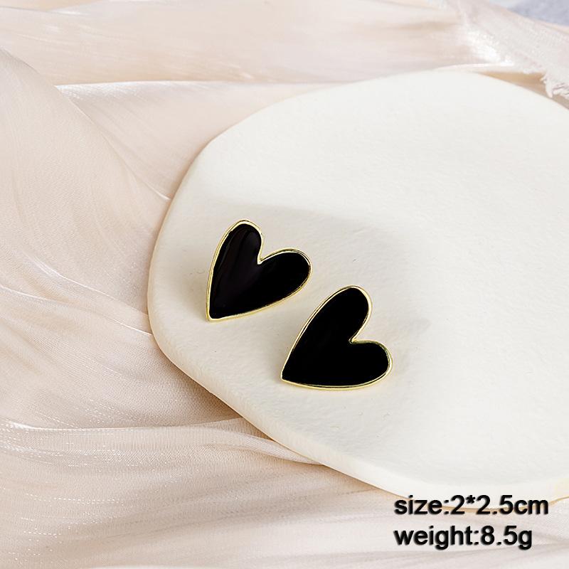 Heart Dangle Earrings for Women Colorful Enamel Crystal Love Heart Sweet Korean Female Drop Earrings aretes de