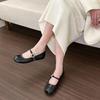 2025 Women's Mary Jane Shoes Square Toe Flat Sole Shallow One Line Buckle Strap Single Shoes Fashion All-match Dress Women Shoes