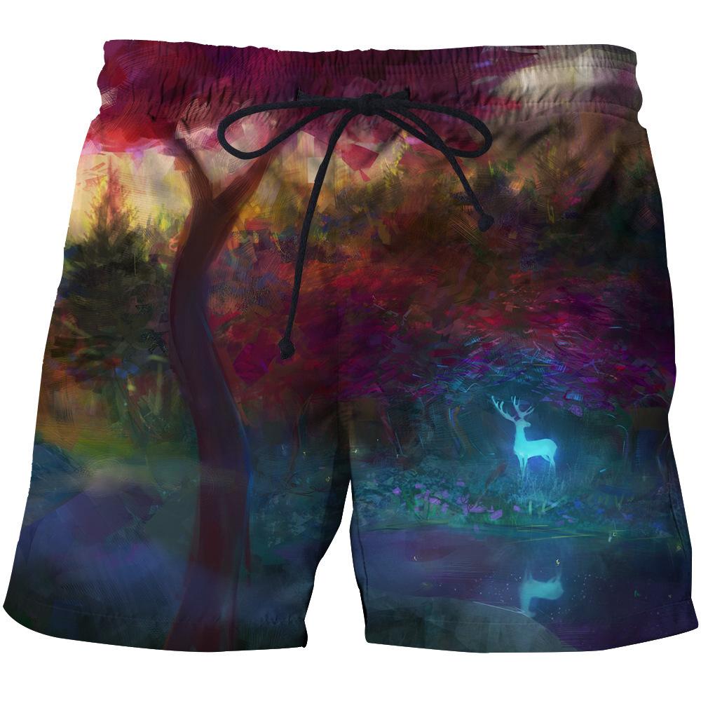 Herren Sommer Elchmuster Strandhose 3D Digital bedruckte Sporthose