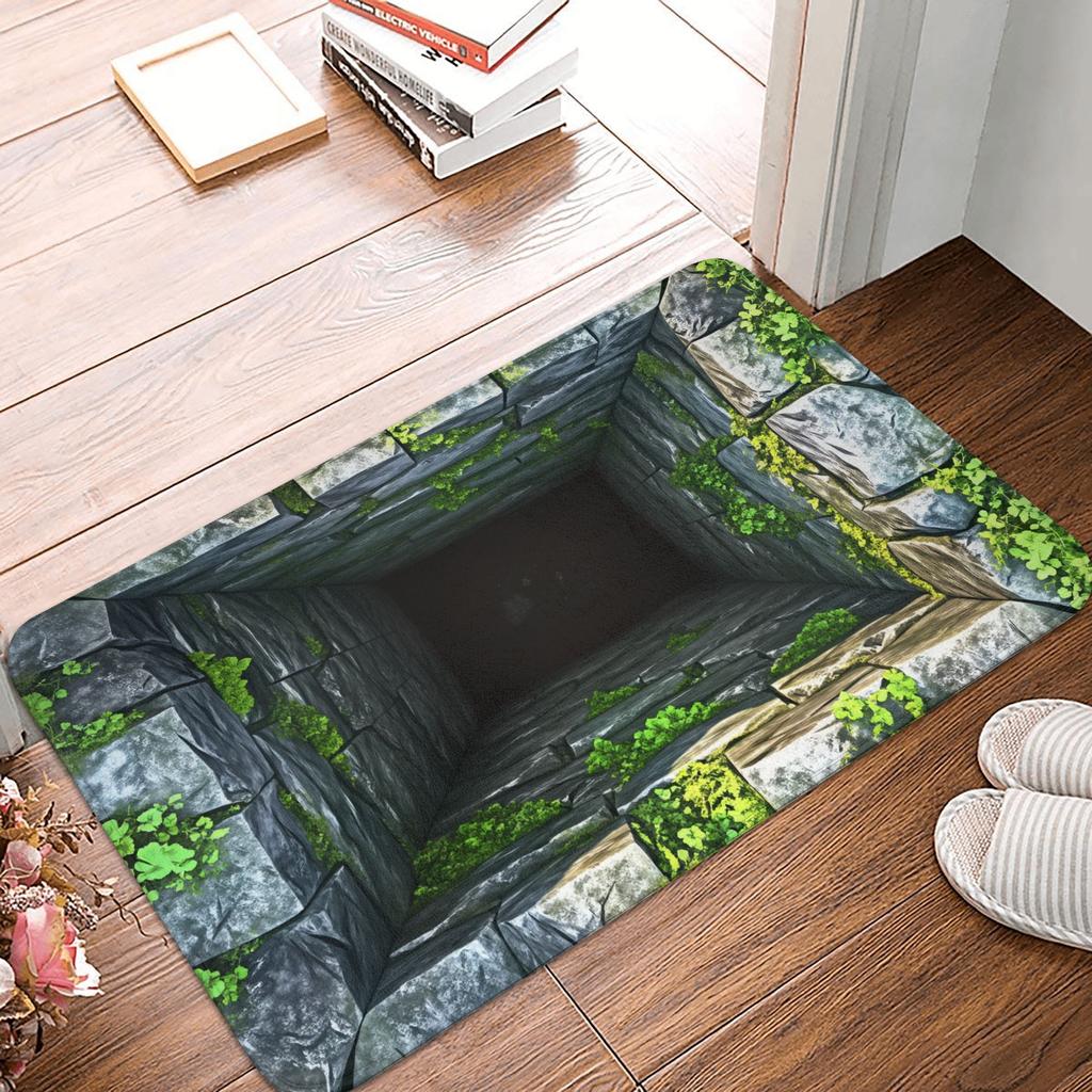 3D Visual Illusion Deep Pit Trap Front Floor Door Entrance Mat Indoor  Kitchen Bath Doormat Bedroom Carpet Rug