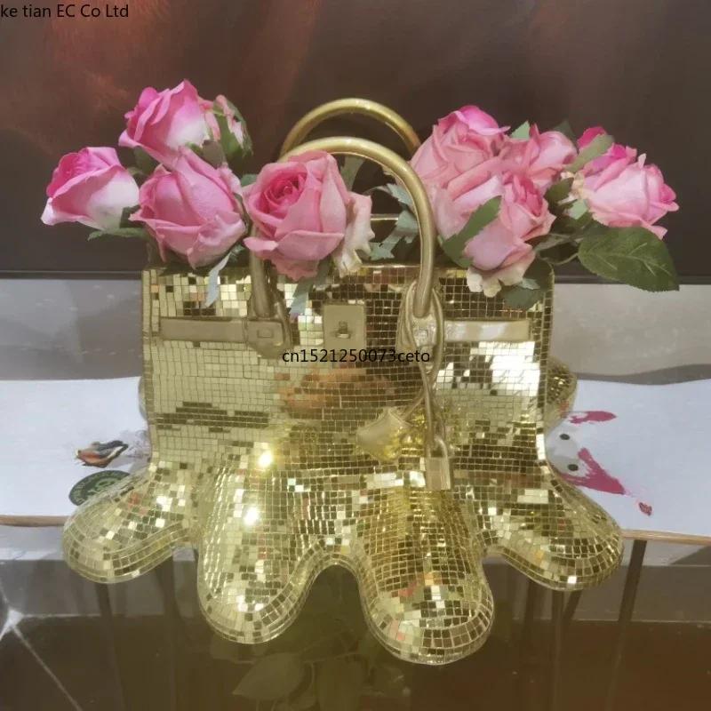 Creatitive Resin Flowers Bag Vase Home Decor Study Office Dining Table Vase Bag for Living Room Decor Bag Vase Luxury Sculpture