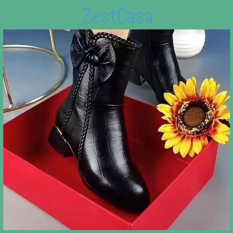 Pointedtoe Lowtop Thickheeled New Fashionable Cotton Boots Are Comfortable Warm And Versatile Womens Shoes