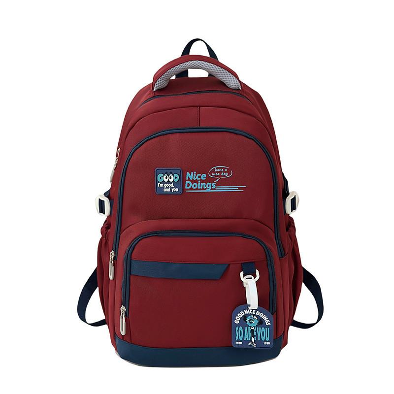 Nylon Large Capacity Dual Shoulder Backpack For College Students With Breathable Cushion Straps