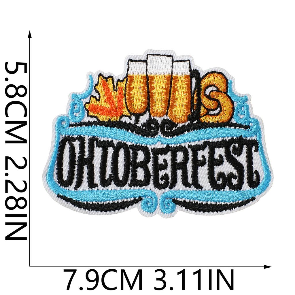 Oktoberfest Theme Embroidered Cloth Sticker Ironing Denim Jacket Luggage Beer Cup Pattern Diy Embroidery Label Patch Sticker