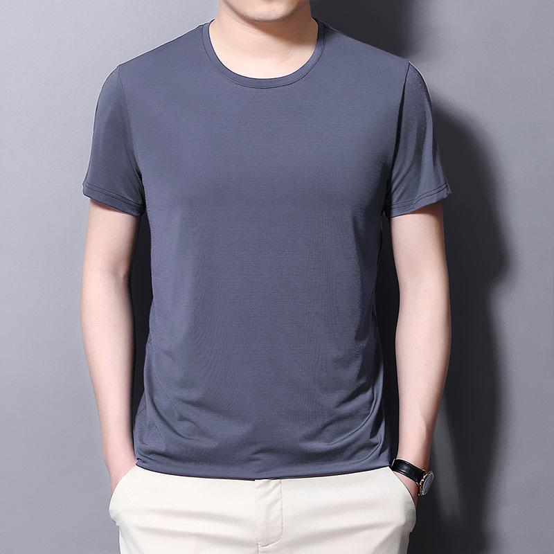 Men's Quick-Dry Modal Short Sleeve T-shirt - Lightweight, Solid Color, Round Neck Casual Summer Wear