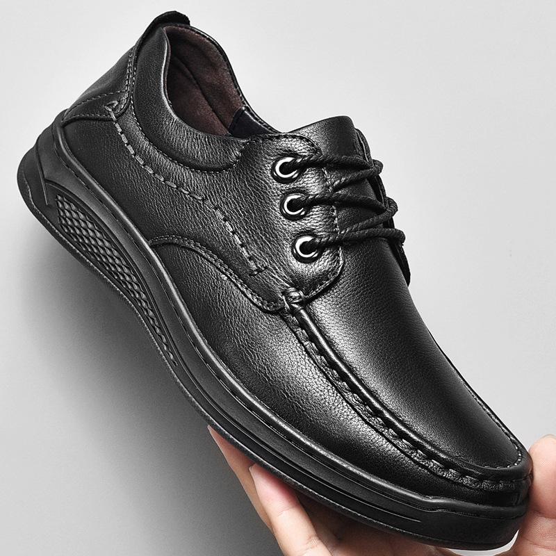 

Европейские и американские мужские деловые повседневные кожаные туфли из кожи с мягкой подошвой для пожилых людей среднего возраста 38