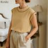 Women Elegant Round Neck Casual Short Sleeve Blouse