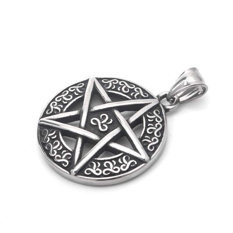 Viking Pentagram Stainless Steel Pendant Necklace for Men & Women - Rock, Punk, Hip Hop Style