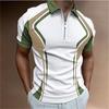 Men's striped polo shirt, short sleeved T-shirt, men's breathable top, business collar streetwear, high-quality luxury brand