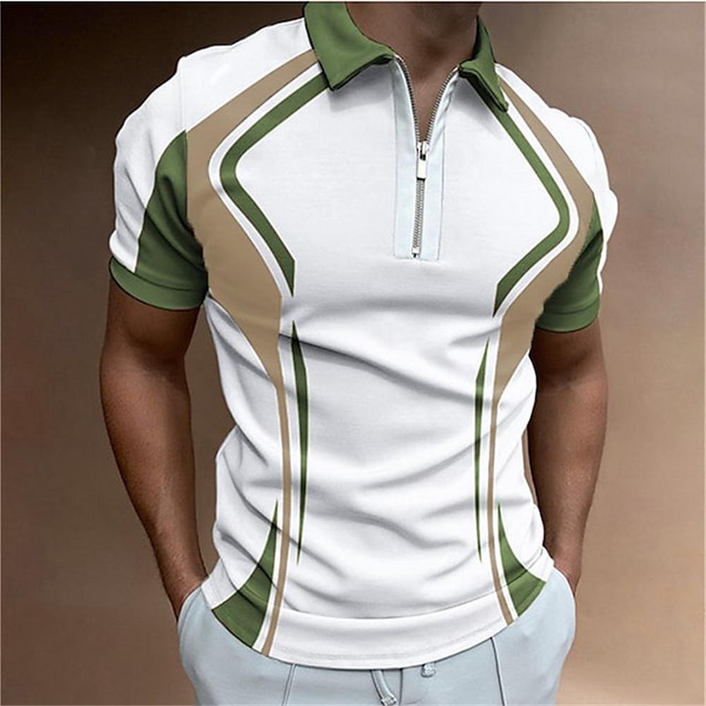 Men's striped polo shirt, short sleeved T-shirt, men's breathable top, business collar streetwear, high-quality luxury brand