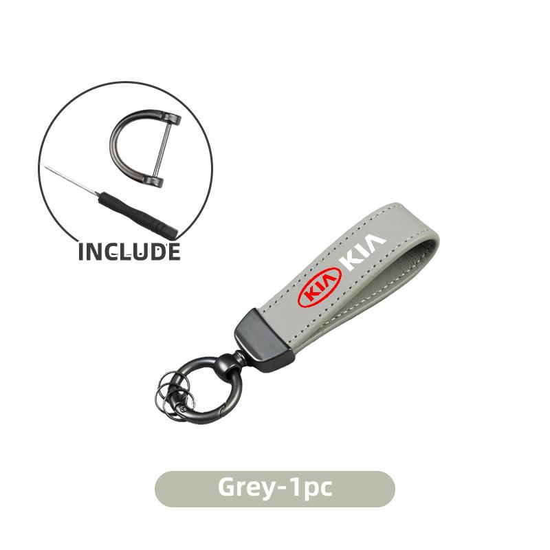 YNAZ6 Leather Rope Keychain Car Logo Keychain Classic Metal Key Holder Accessories For KIA Ceed Sportage Rio K5 K2 Optima Cerato Venga