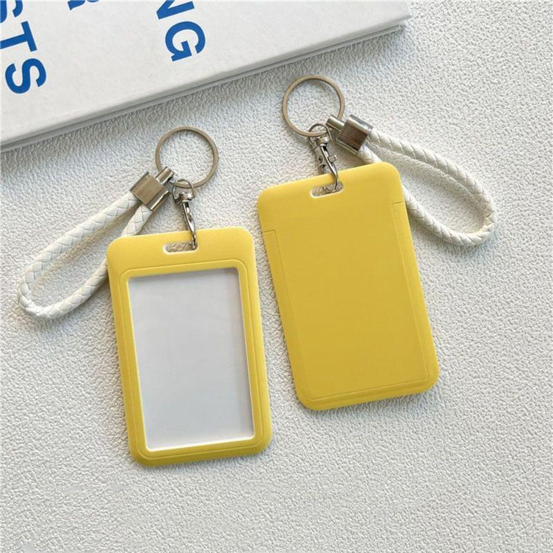 Multicolor Matte Plastic Id Card Holder Wrist Lanyard Scratch Resistant Shell For Students Office Workers Access Cards