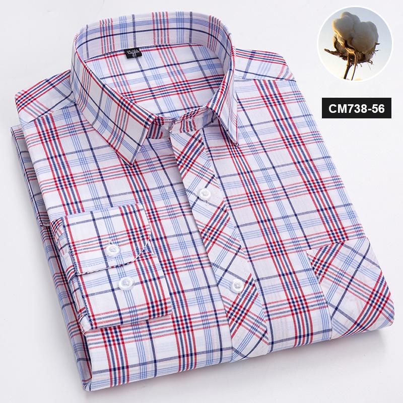 Neu im Hemd 100% Baumwolle Langarmhemden für Herren dünn slim fit formell einfarbiges Hemd karierte Designer-Oberteile Büro elegante Kleidung