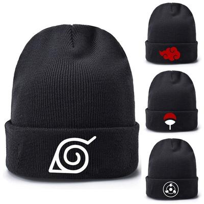 Anime Naruto Akatsuki Cloud Uchiha Familie Logo Stickerei Beanies Hut Hip Hop Strickmütze Für Frauen Männer