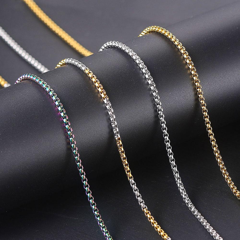 Stainless Steel Chain Necklace For Women Jewelry Thick Box Chains Female Neck Accessories Men Gifts C021