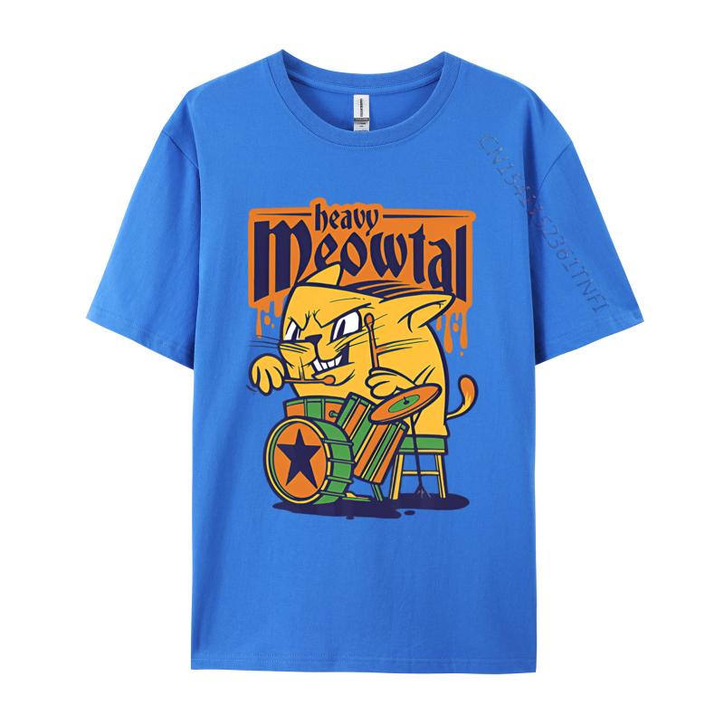 Heavy Meowtal Cat Saying Drum Sloth Tshirt Graphic TShirts Custom Cotton T Shirts Printing Tops Shirt