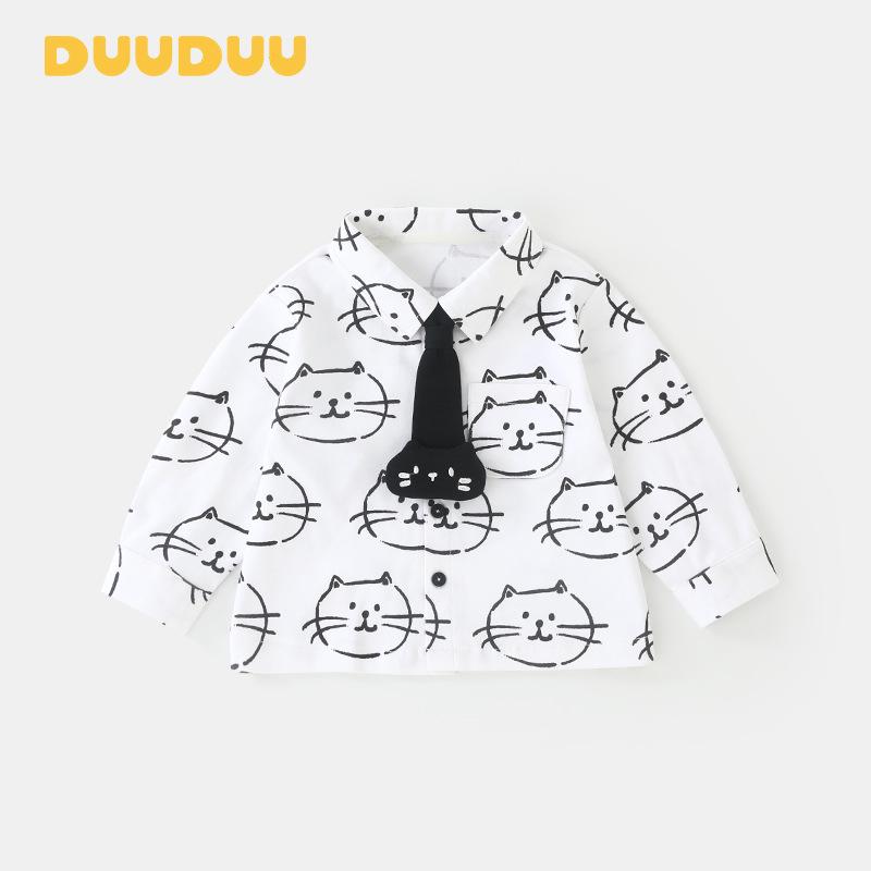 

DUUDUU 2025 Весенняя коллекция «Котята» Детский комплект из рубашки и брюк Комбинезон для малышей 80 cm