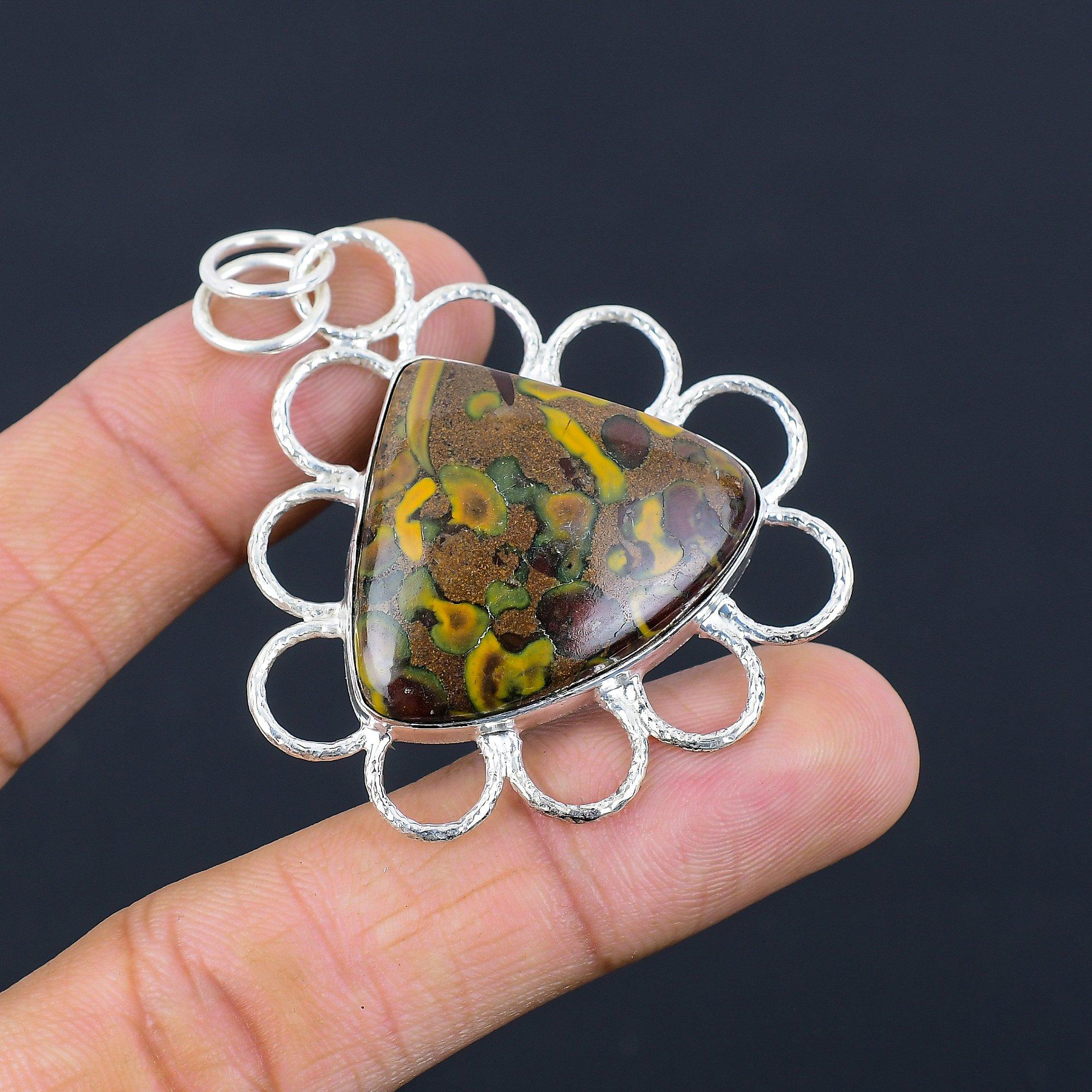 

Friendship Day Sale 925 Sterling Silver Fruit Jasper Stone Bezel Pendant Jewelry