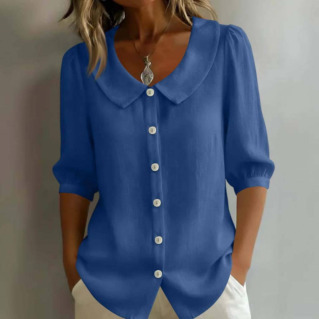 Ladies' Casual And Fashionable Loose V-neck Shirt Top