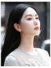Gold-Plated Silver Zircon Pearl Stud Earrings - Chic High-End Style for Women