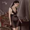 Women's Lace Mesh Breathable Flutter Sleeve Slit Sleep Dress Costume Set