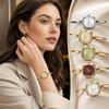 Solid Color Dial Minimalist Watch for Women Ultra-thin Curved Strap Bracelet Wristwatch