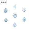7 Pcs Transparent Blue Resin Flowing Sand White Number Sharp Edge Dice Polyhedral Dice Suitable For Dice PropBoard Game