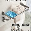 Upgrade And Thicken Grey/Black 50CM-60CM Folding Aluminum Towel Rack Holder With Hook Towel Holder