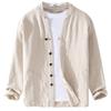 Men's Ramie Linen Stand Collar Shirt - Spring/Summer Casual, Loose Fit, National Style