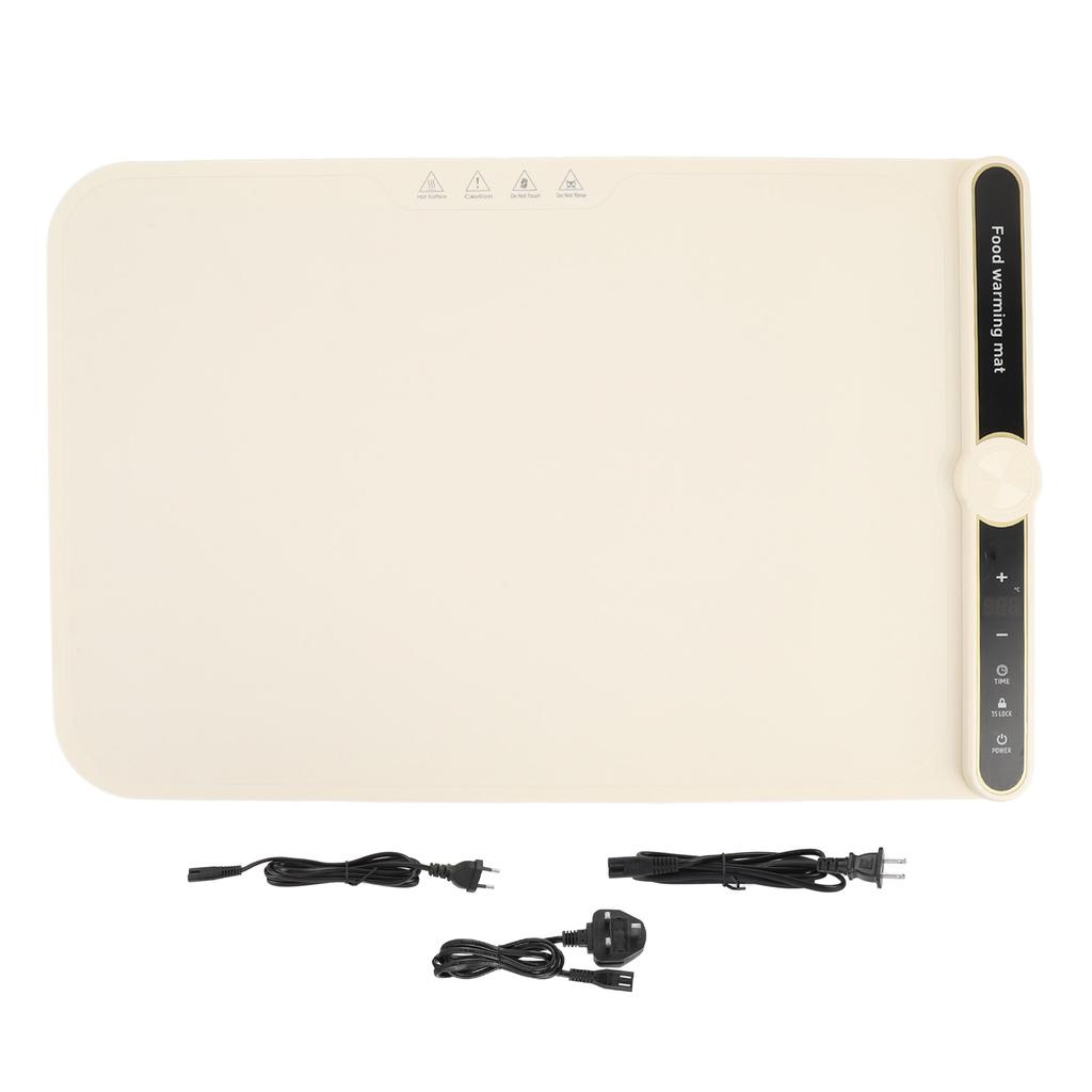 Warming Mat for Food 330W Full Surface Heat in 8s 9 Temperature Settings 6 Hours Time Child Lock Sil