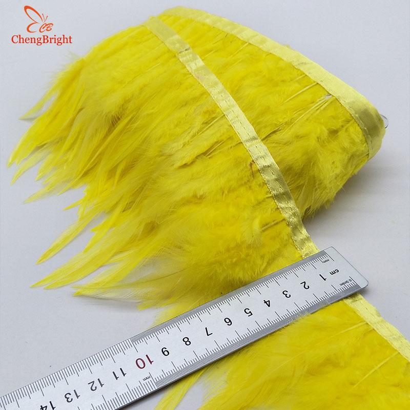 Chengbright  10yards Chicken Cock Feathers Trim Cloth Sideband Chicken Pheasant Feather Trims Clothing Wedding Feather Ribbon A